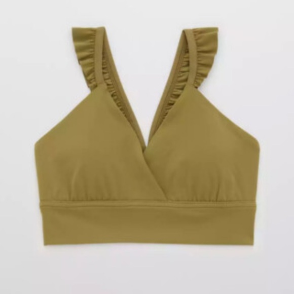 Aerie Olive Green Ruffle Trim Bra - Picture 1 of 4
